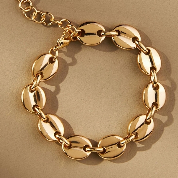 Anthropologie Jewelry - Anthropologie Gold Coffee Bean Chain Bracelet